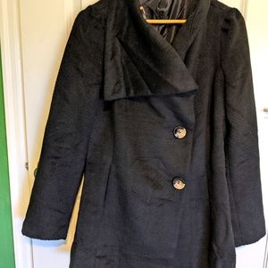 Black chevron belted pea coat